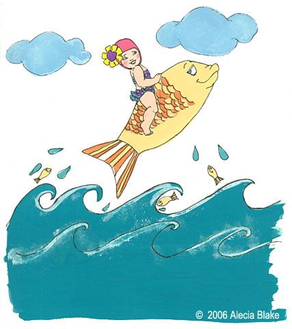 Mermaid Girl, children's illustration by Alecia Blake