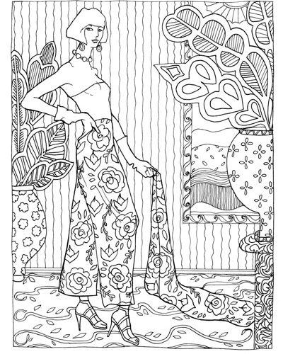 Palazzo Pants, from the coloring book "Color in Fashion" by Alecia Blake