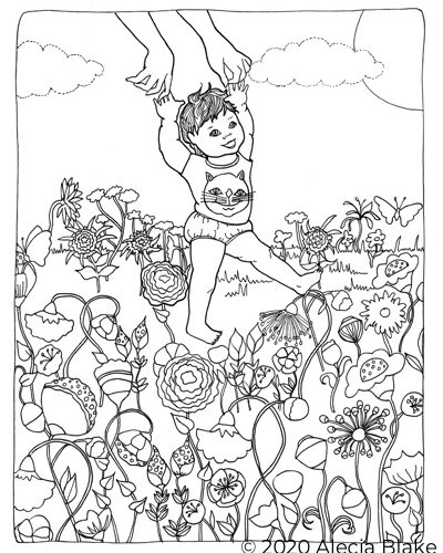 Baby Steps, page from "Color in Wonder" coloring book by Alecia Blake