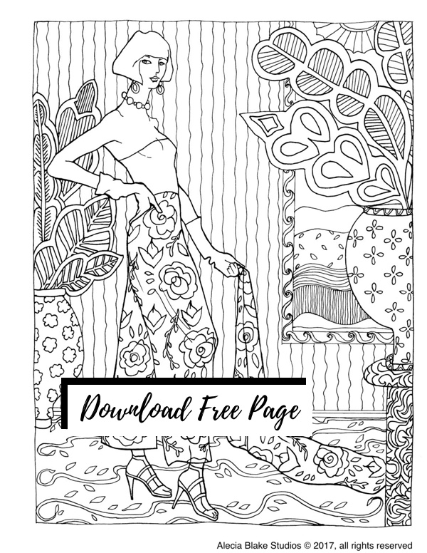 Free Coloring Page from Color in Fashion by Alecia Blake